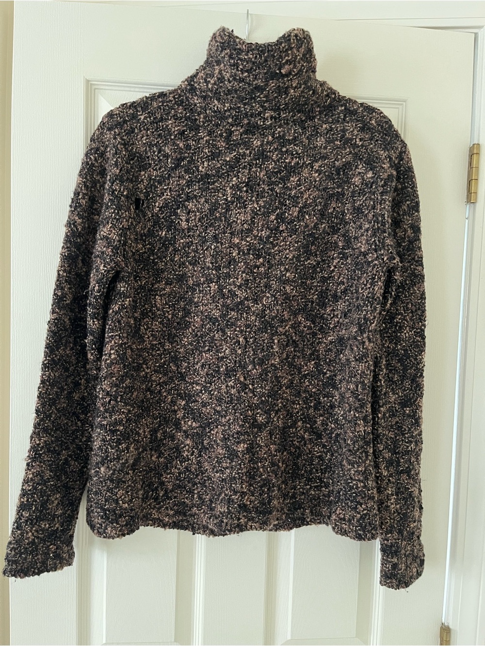Eileen Fisher Merino Wool Bouclé Sweater Turtleneck Marled Chunky Large